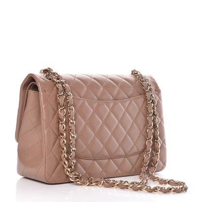 Chanel Lambskin Quilted Jumbo Double Flap Dark Beige 3 of 12