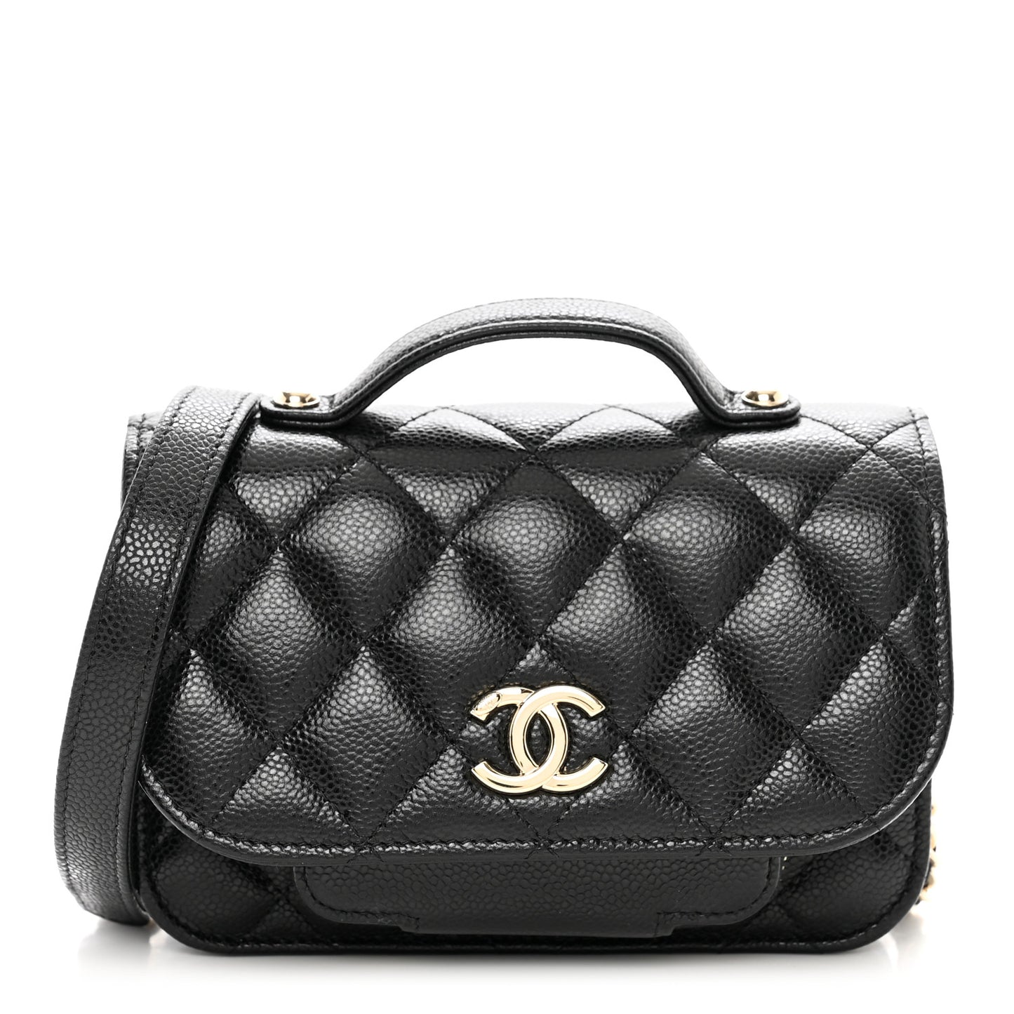 Caviar Quilted Business Affinity Clutch With Chain Black