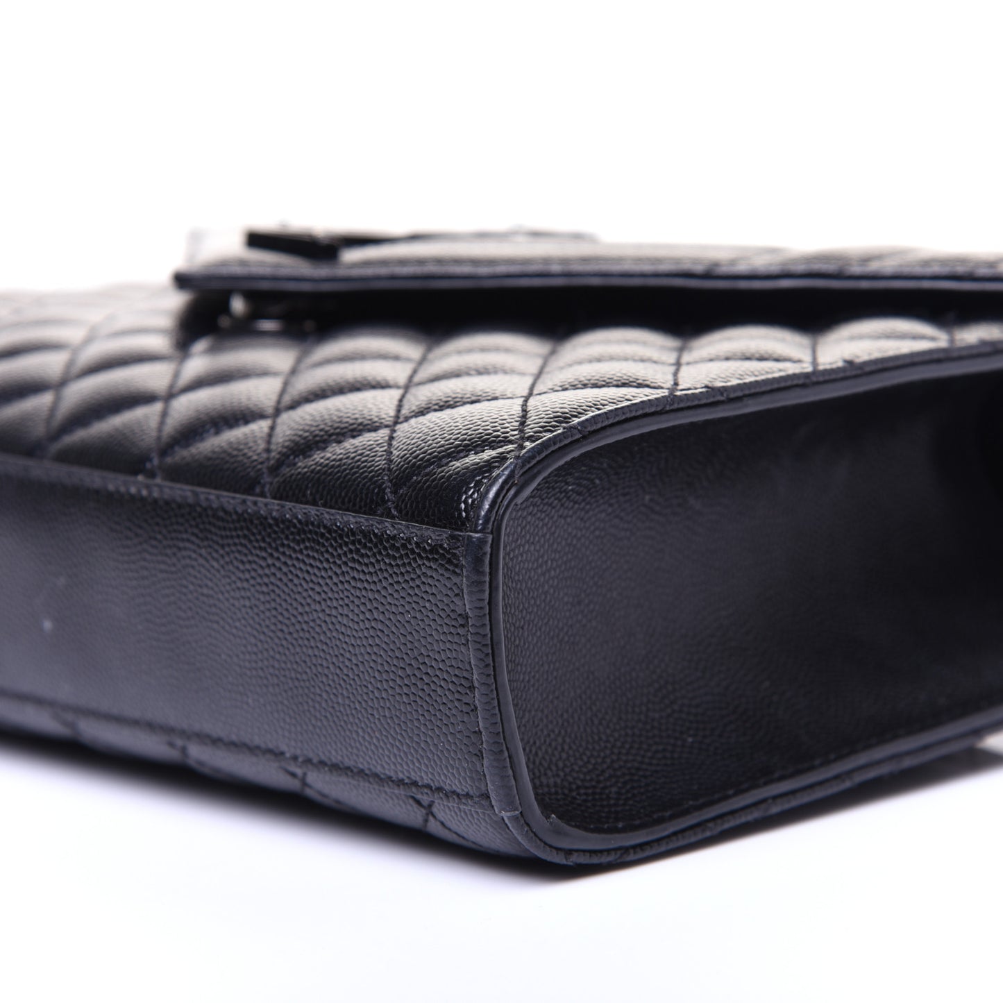 Grain De Poudre Textured Mixed Matelasse Triquilt Medium Monogram Satchel Black