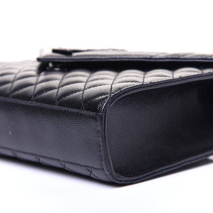 Saint Laurent Grain De Poudre Textured Mixed Matelasse Triquilt Medium Monogram Satchel Black 7 of 13