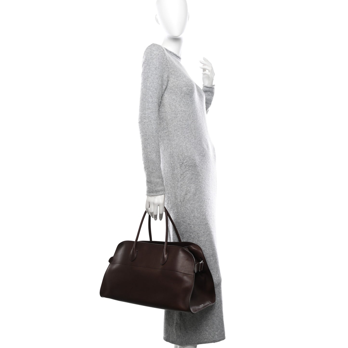Polished Saddle Calfskin EW Margaux Dark Chocolate