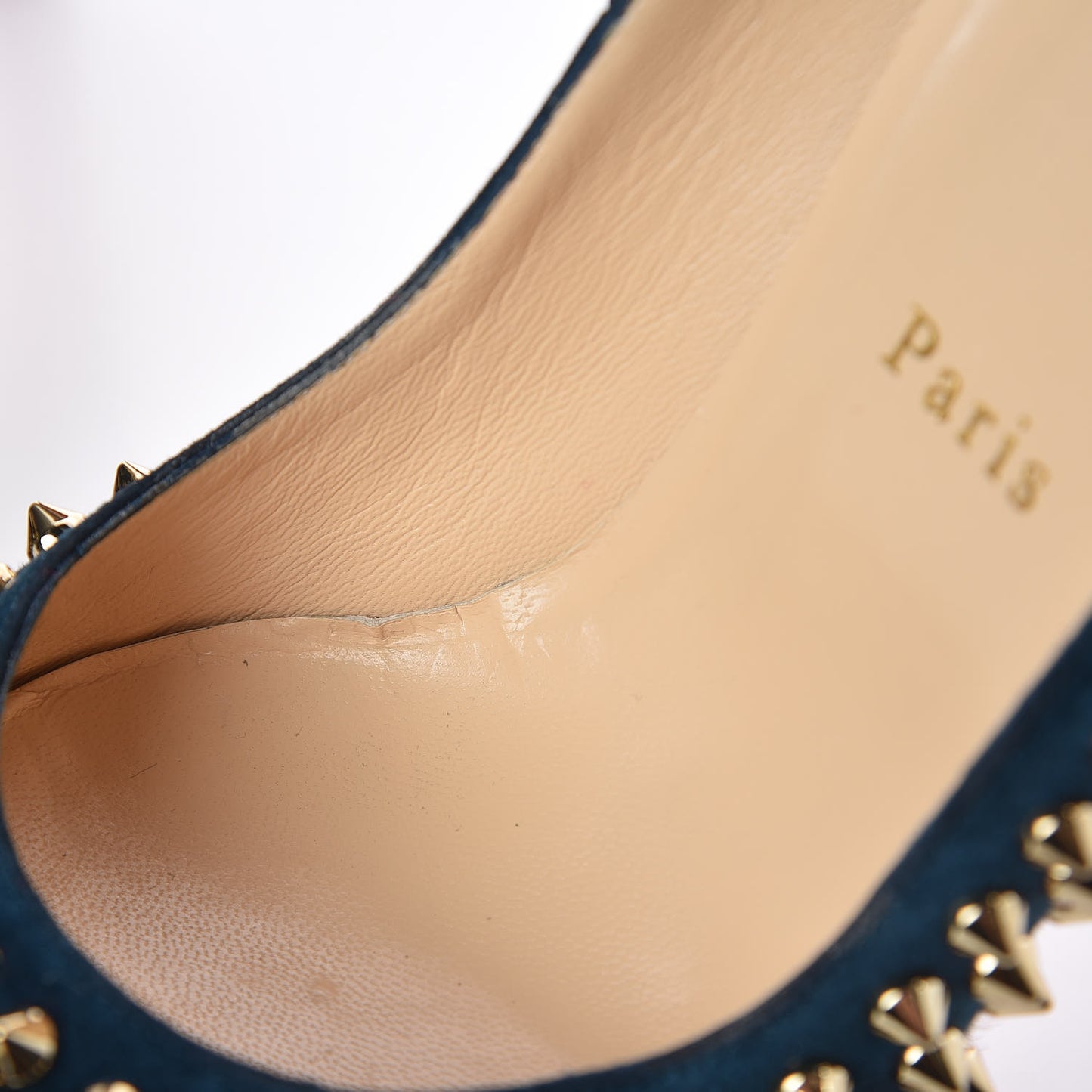 Veau Velours Calf Hair Leopard Lady Peep Spikes VIP 150 Pumps 39.5 Blue Khol Bronze