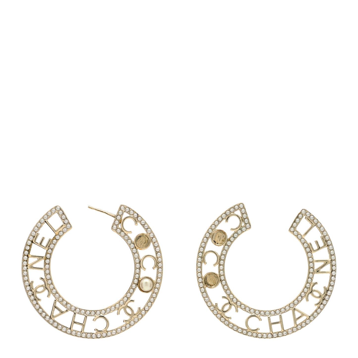 Crystal Pearl Bow-tiful CC Hoop Earrings Gold