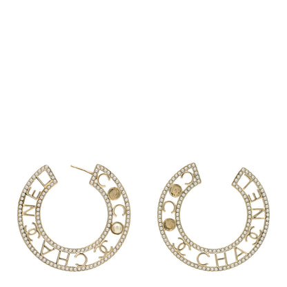 Chanel Crystal Pearl Bow-tiful CC Hoop Earrings Gold 1 of 7