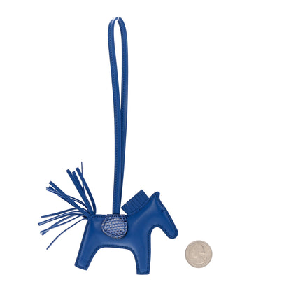 Hermes Milo Lambskin Lizard Touch Grigri Rodeo Horse Bag Charm PM Bleu France Bleu Saphir 2 of 4