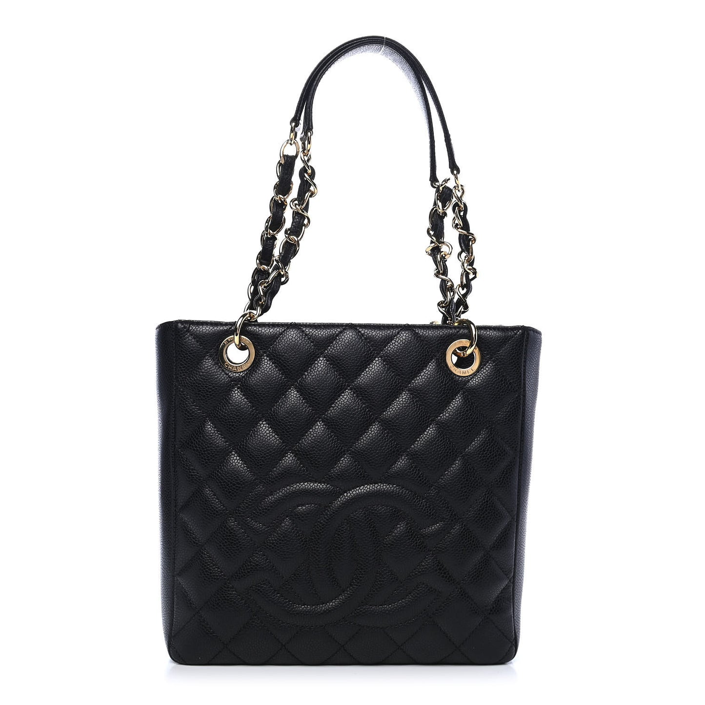 Caviar Quilted Petit Shopping Tote PST Black