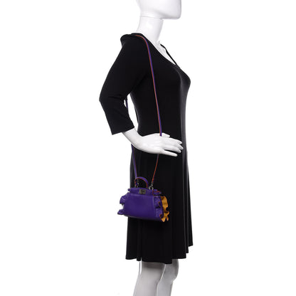 Fendi Shiny Nappa Waves Bi-Color Micro Peekaboo Iconic Satchel Purple Amber 2 of 11