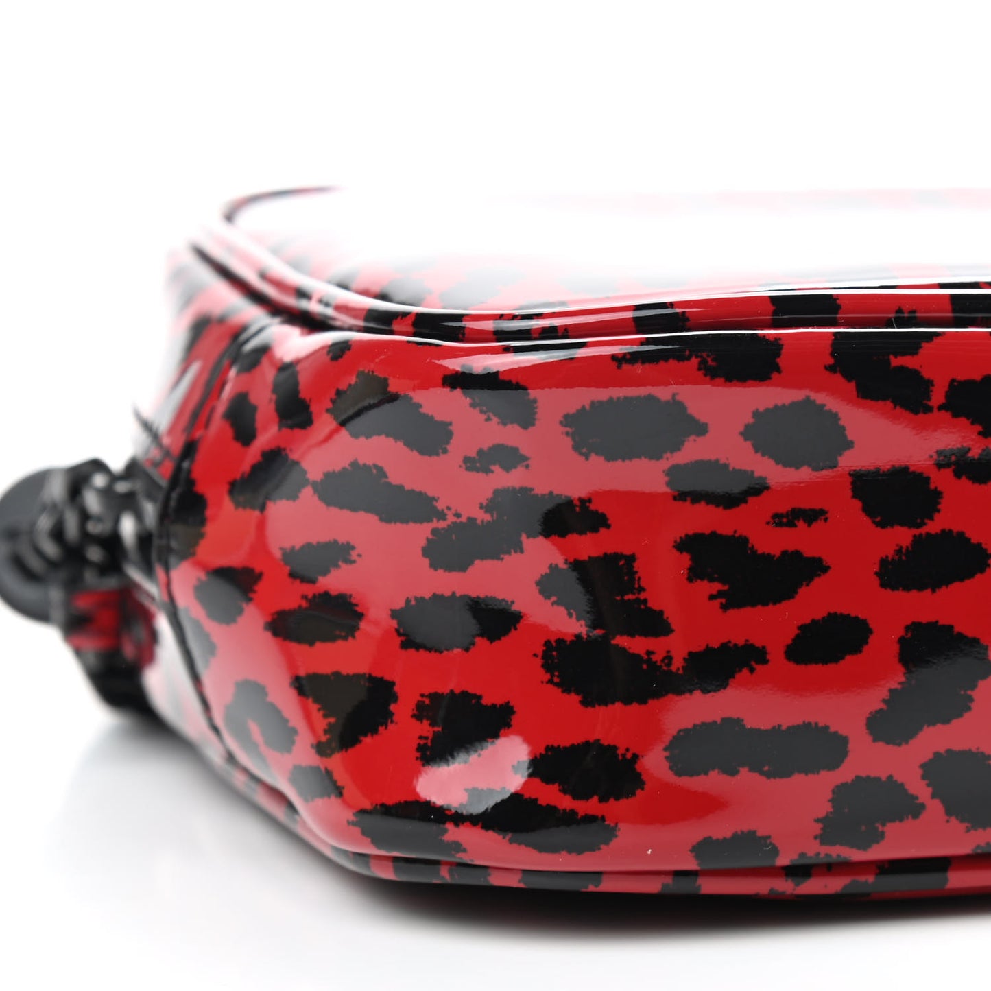 Patent Calfskin Leopard Print Monogram Mini Lou Camera Bag Red