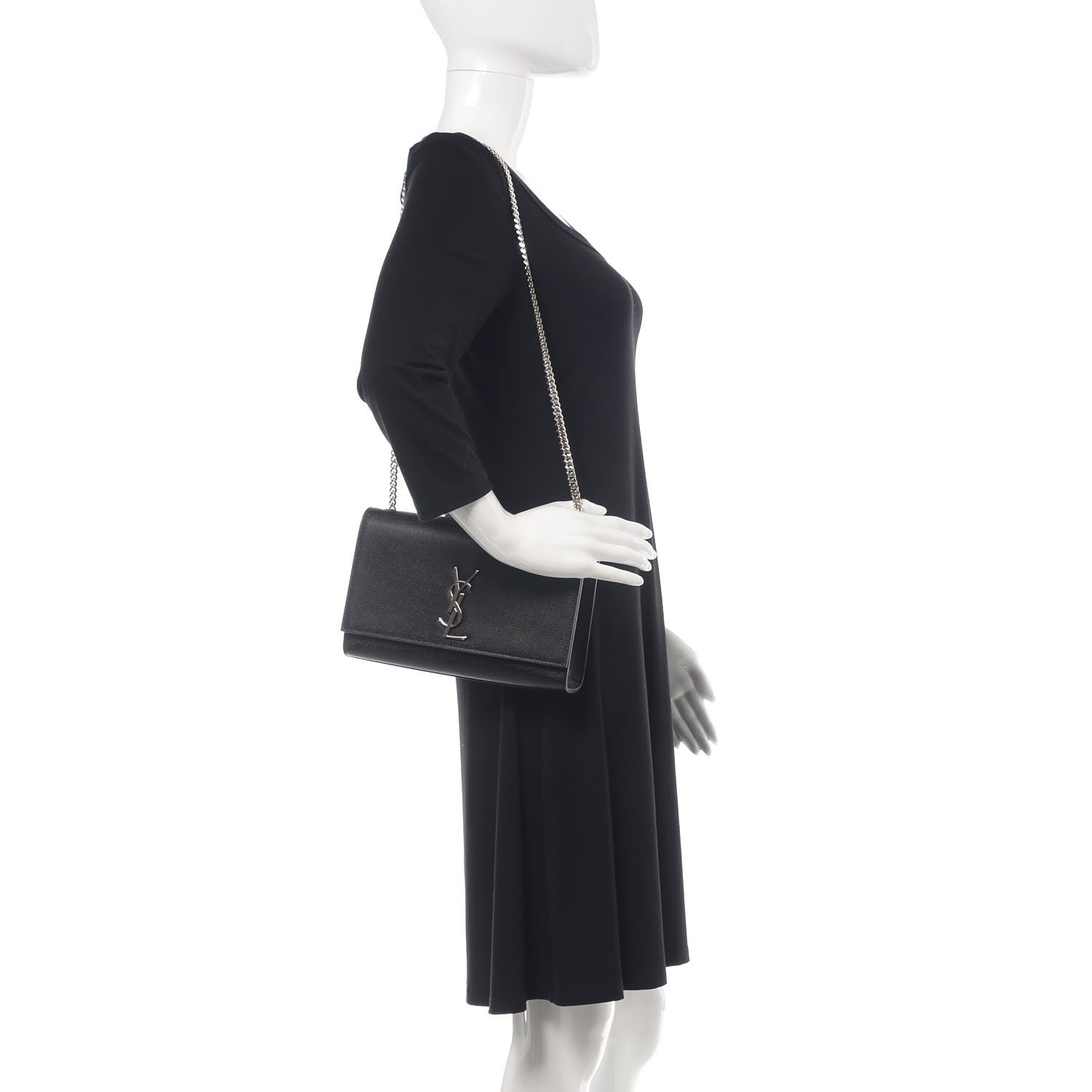 Saint Laurent Grain De Poudre Medium Classic Monogram Kate Satchel Black 3 of 10