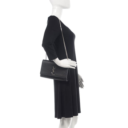 Saint Laurent Grain De Poudre Medium Classic Monogram Kate Satchel Black 3 of 10