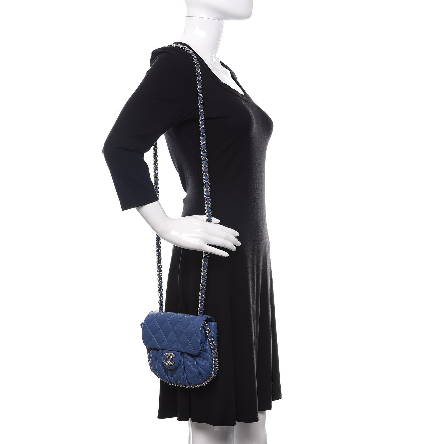 Chanel Washed Lambskin Quilted Mini Chain Around Flap Blue 2 of 15