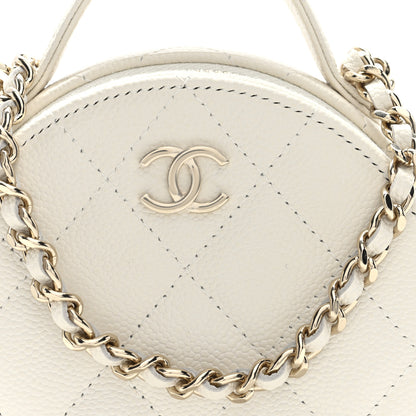 Chanel Caviar Quilted Round Handle With Care Vanity With Chain White 9 of 12