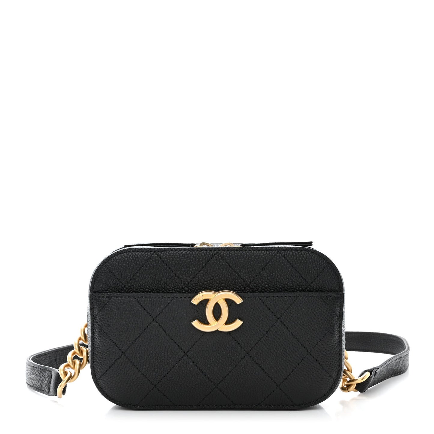 Caviar Stitched Waist Bag Black