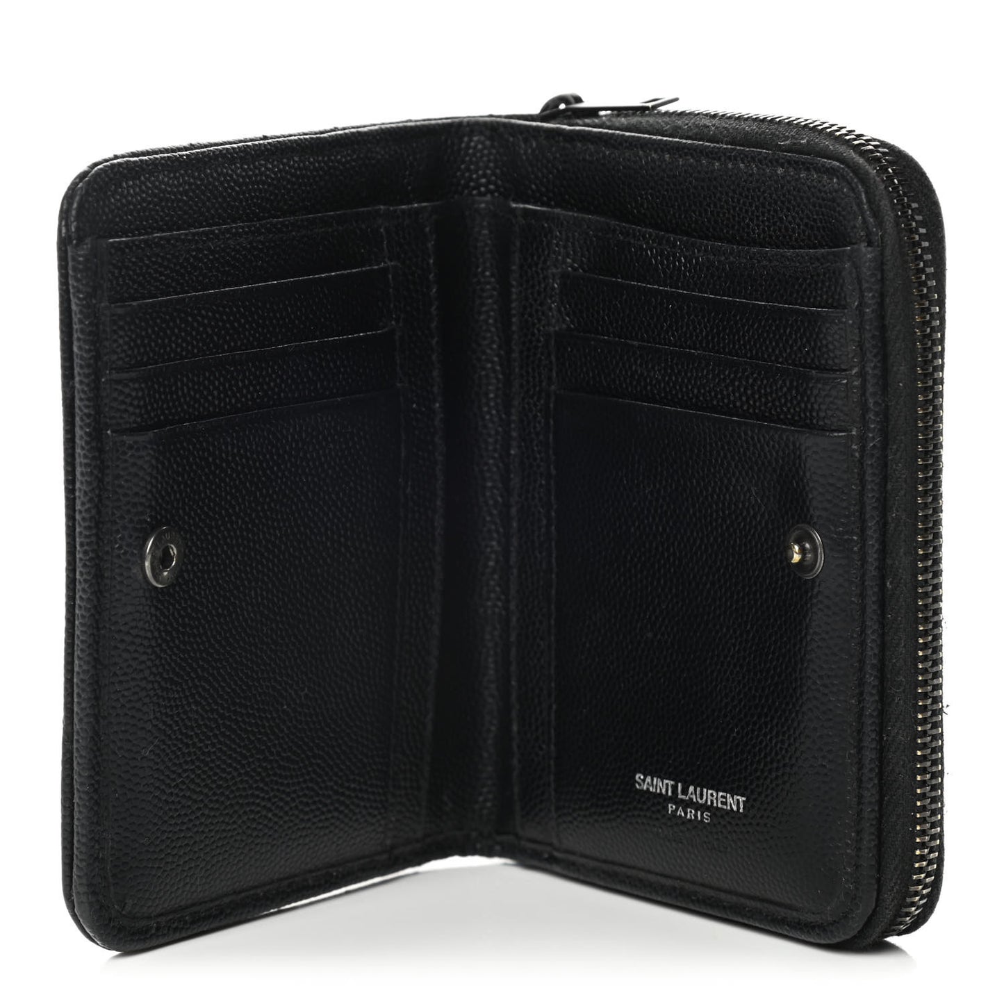 Grain De Poudre Matelasse Chevron Monogram Monochrome Compact Zip Around Wallet Black