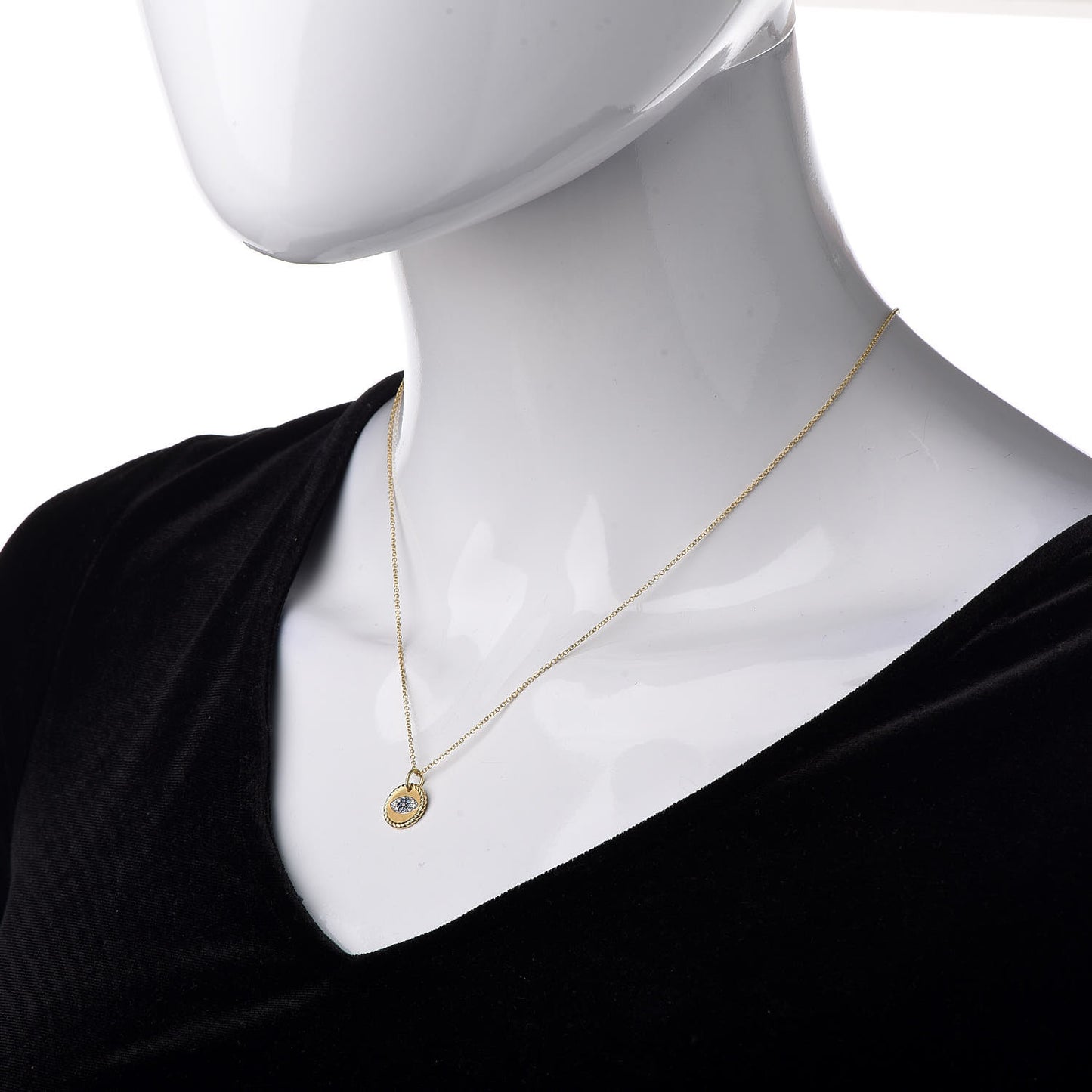 18K Yellow Gold Blue Sapphire Diamond Evil Eye Necklace