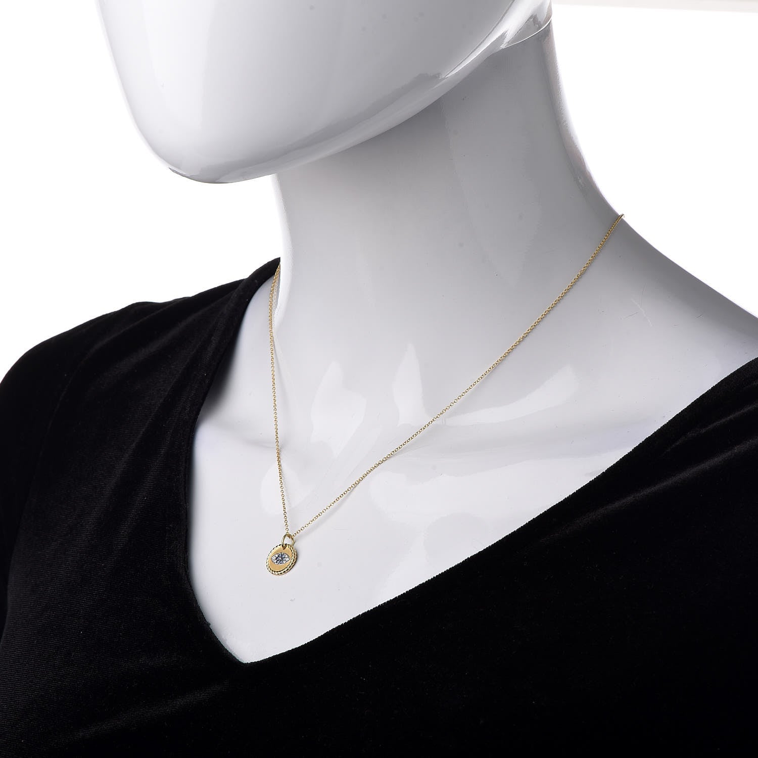 David Yurman 18K Yellow Gold Blue Sapphire Diamond Evil Eye Necklace 2 of 5