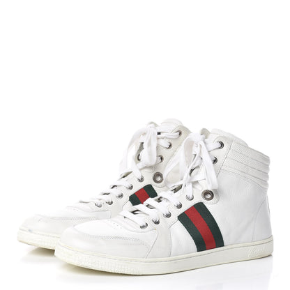 Gucci Calfskin Web Mens Coda High Top Sneakers 9 White 3 of 14