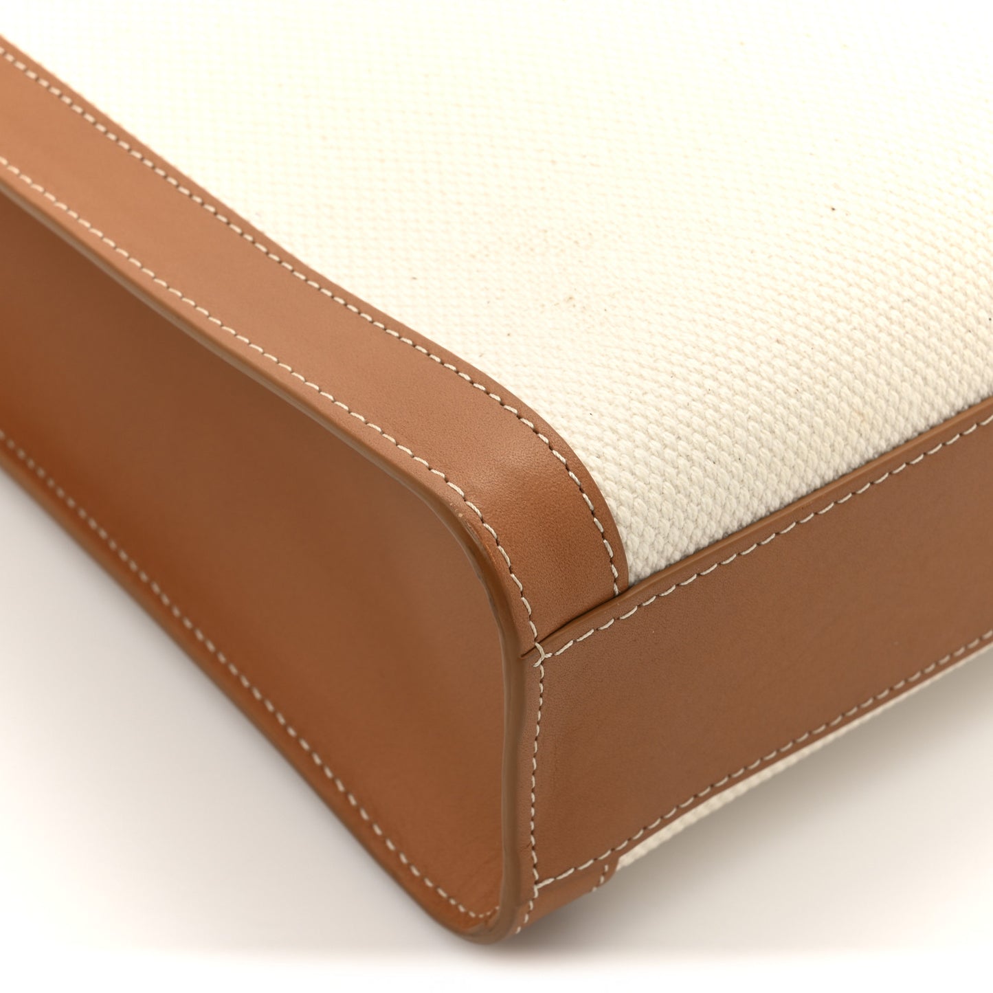 Canvas Calfskin Logo Print Small Vertical Cabas Natural Tan