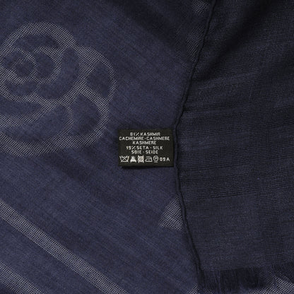 Chanel Cashmere Silk CC Camellia Fringe Scarf 5 of 5