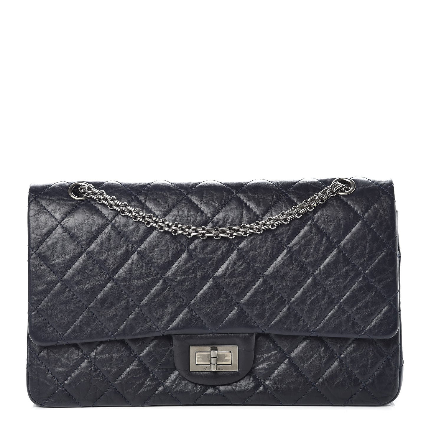 Aged Calfskin Quilted 2.55 Reissue 227 Flap Navy Blue