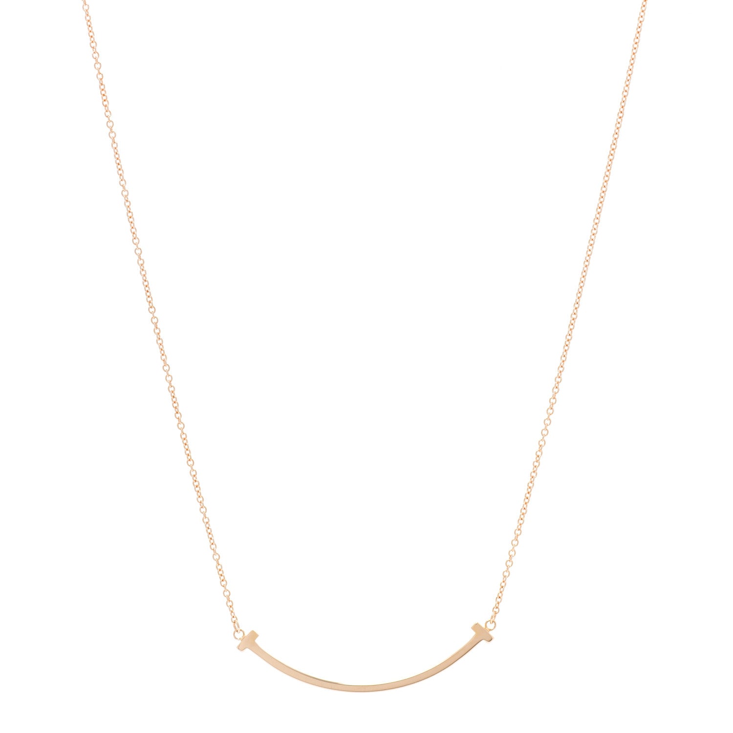 Tiffany 18K Rose Gold Small T Smile Pendant Necklace 1 of 6