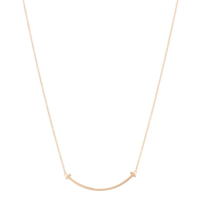 Tiffany 18K Rose Gold Small T Smile Pendant Necklace 1 of 6