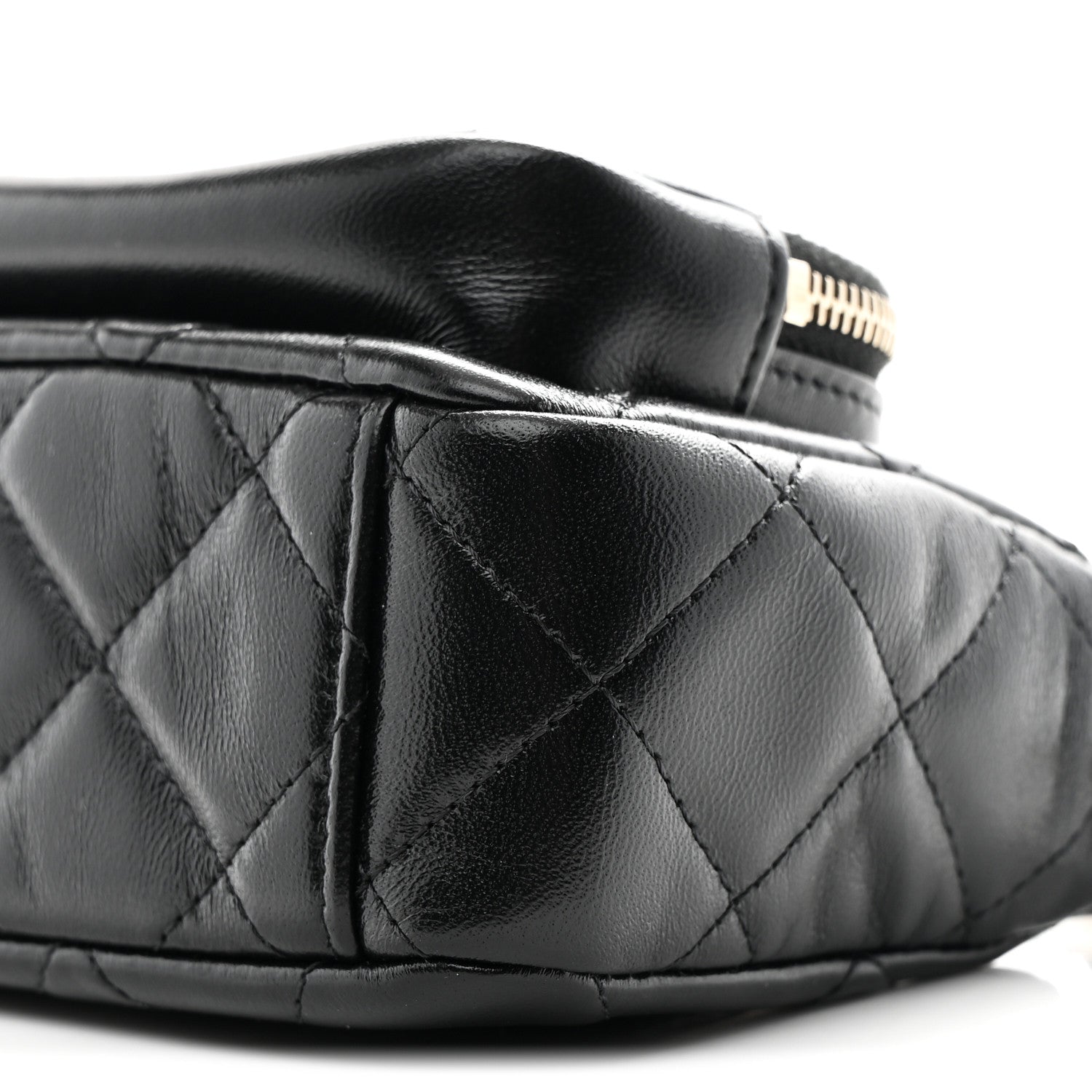 Chanel Shiny Crumpled Lambskin Quilted Mini Clutch With Chain Black 10 of 11