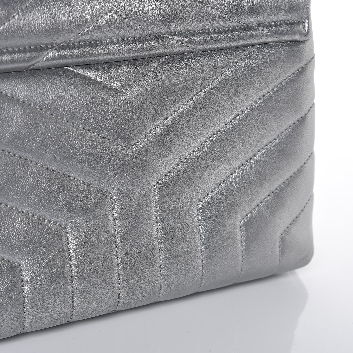 Calfskin Y Quilted Monogram Small Loulou Chain Satchel Silver