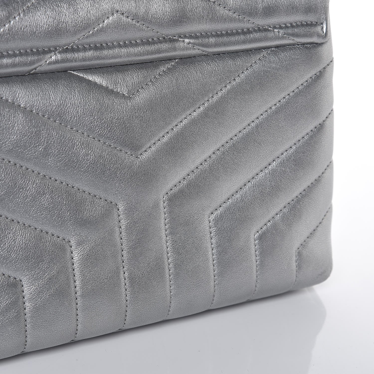 Saint Laurent Calfskin Y Quilted Monogram Small Loulou Chain Satchel Silver 14 of 14