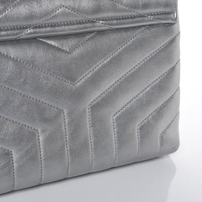 Saint Laurent Calfskin Y Quilted Monogram Small Loulou Chain Satchel Silver 14 of 14