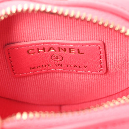 Chanel Lambskin Quilted CC In Love Heart Coin Purse With Chain Pink 6 of 11