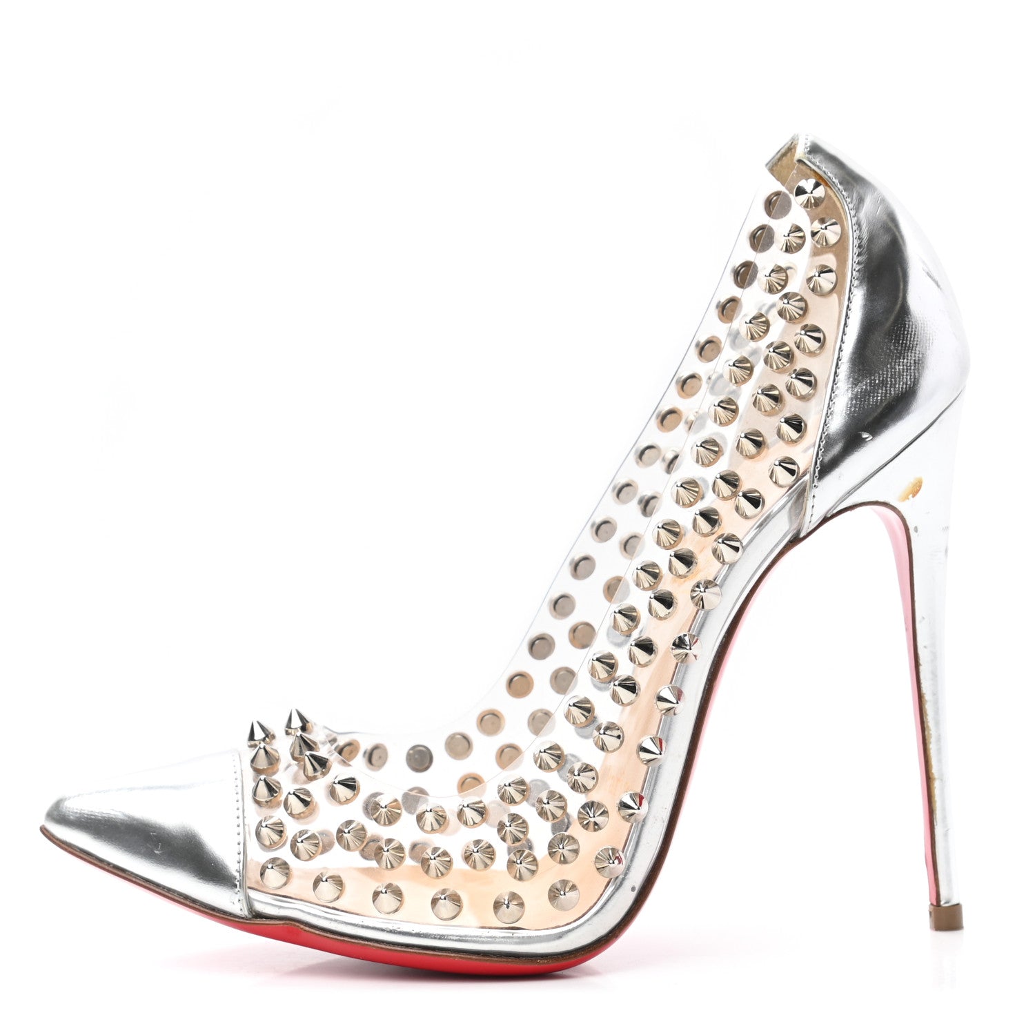 Christian Louboutin PVC Metallic Gloss Spike Me 100 Pumps 36.5 Silver 1 of 9