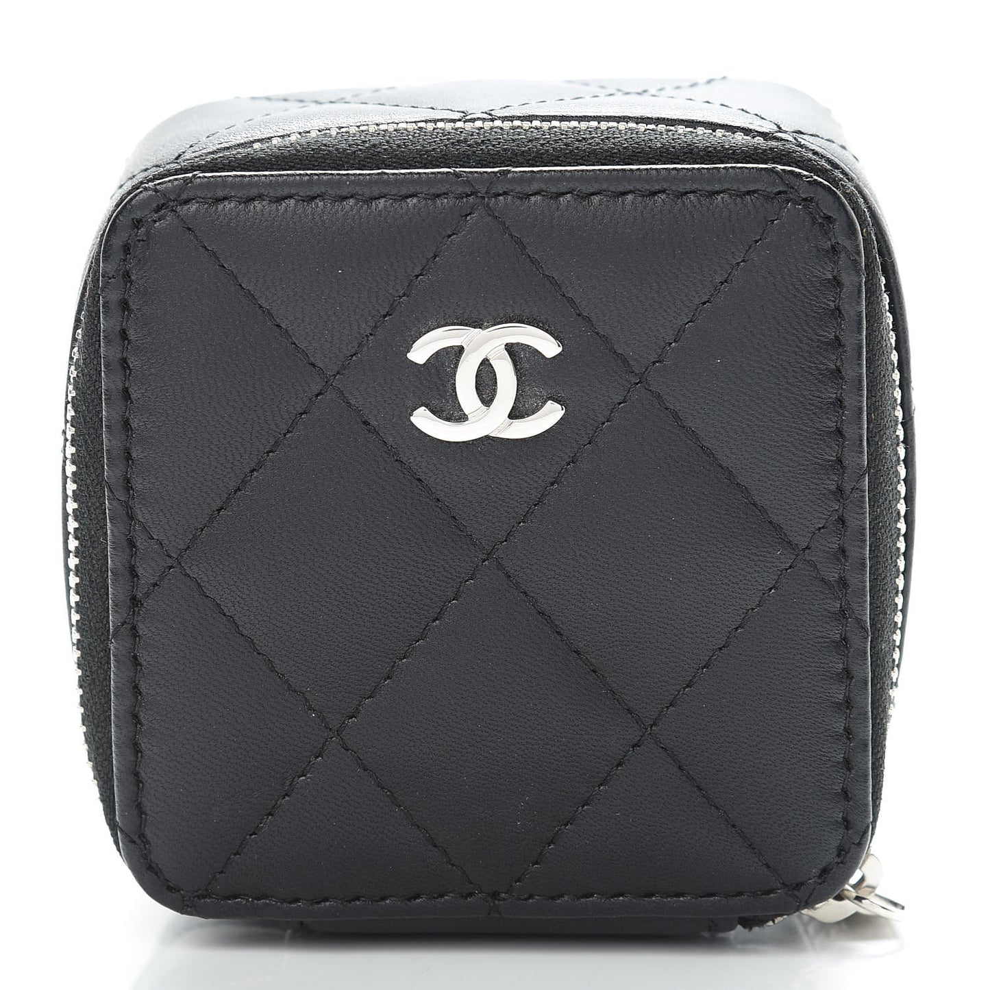 Lambskin Quilted Jewelry Travel Case Black