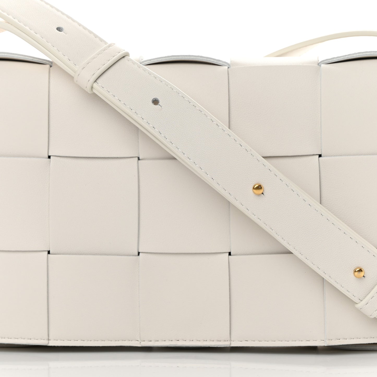 Lambskin Maxi Intrecciato Cassette Crossbody Bag White