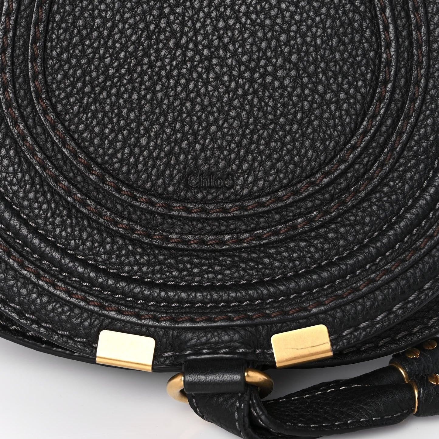 Calfskin Mini Marcie Round Crossbody Bag Black