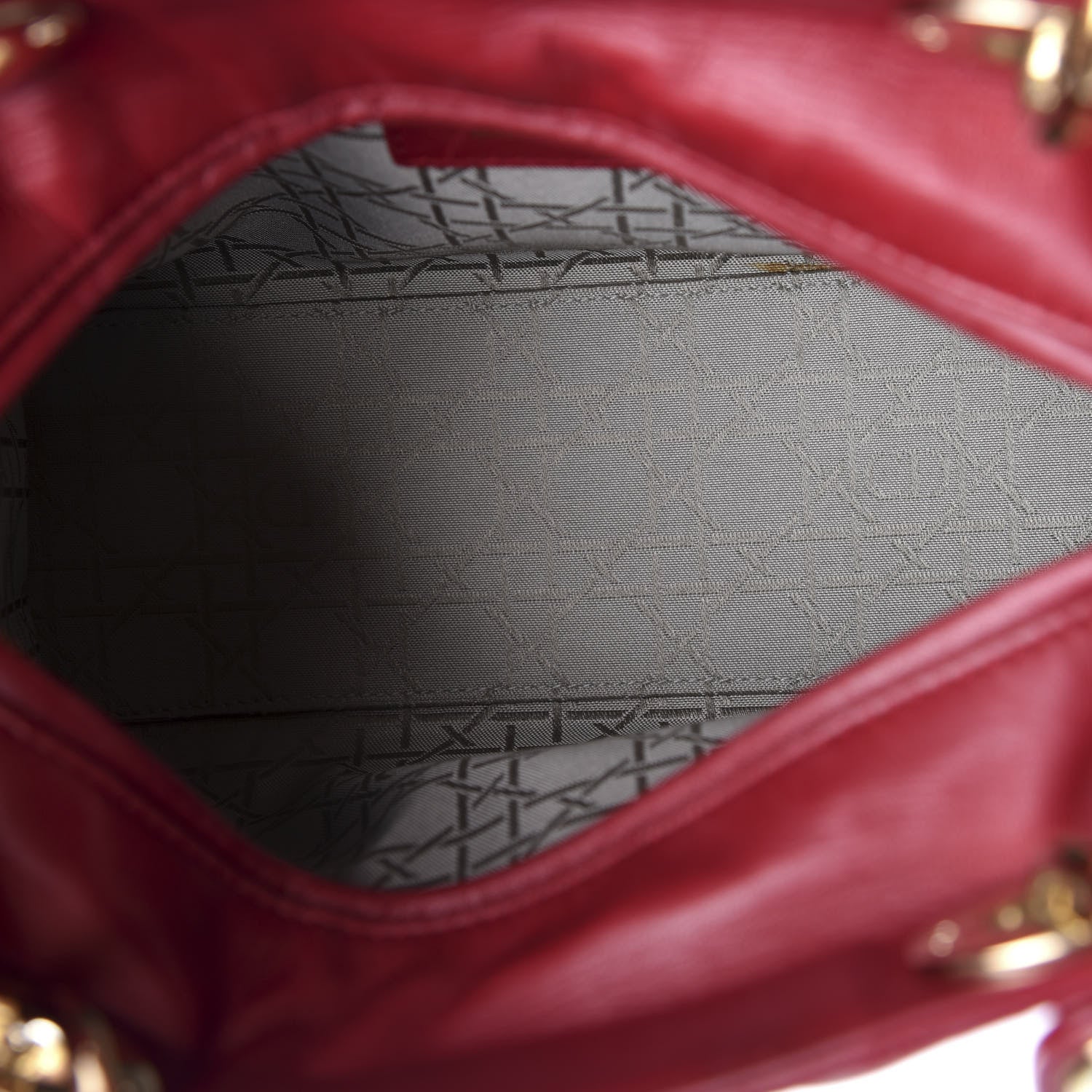 Christian Dior Lambskin Cannage Medium Lady Dior Red 6 of 10