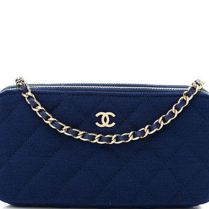Chanel Jersey Quilted Small Clutch With Chain Navy 11 of 13