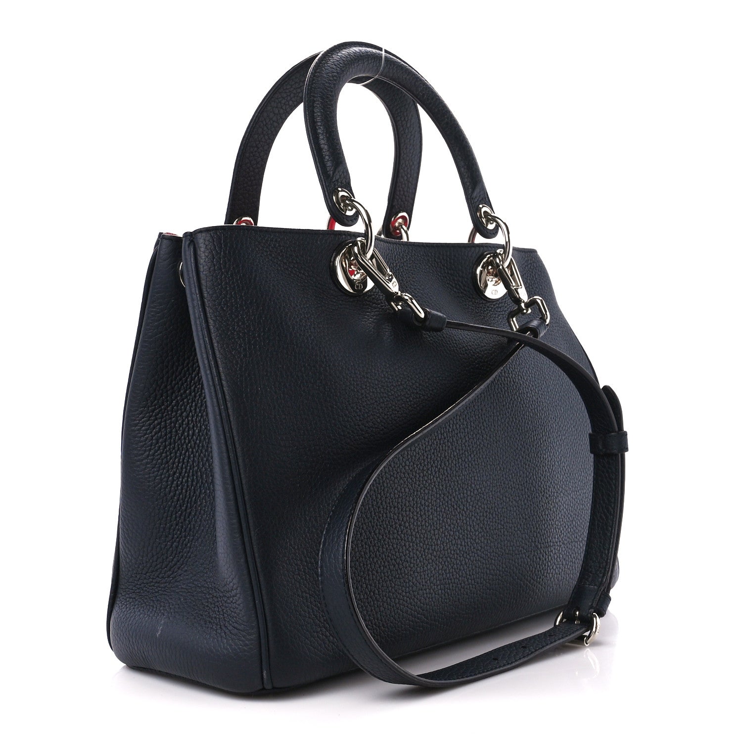 Christian Dior Bullcalf Medium Diorissimo Tote Navy Fuchsia 4 of 17