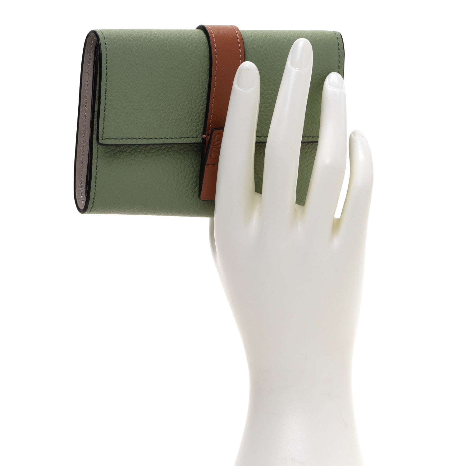 Loewe Grained Calfskin Small Vertical Wallet Rosemary Tan 2 of 9