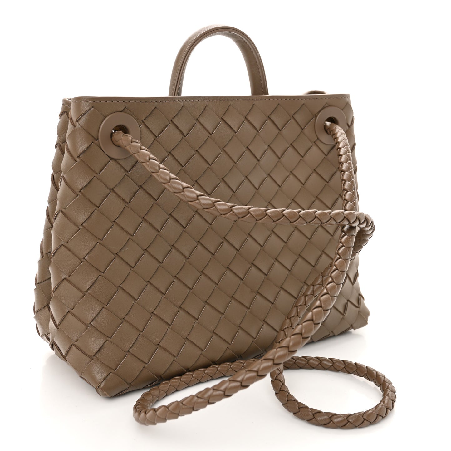 Nappa Intrecciato Small Andiamo Shoulder Bag Taupe Grey