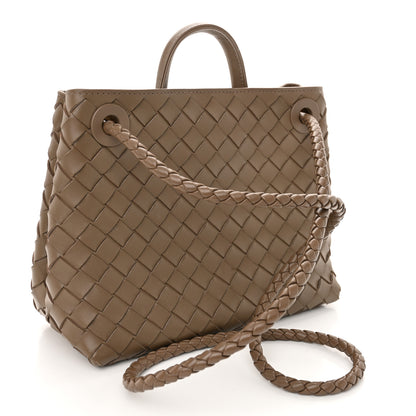 Bottega Veneta Nappa Intrecciato Small Andiamo Shoulder Bag Taupe Grey 3 of 10