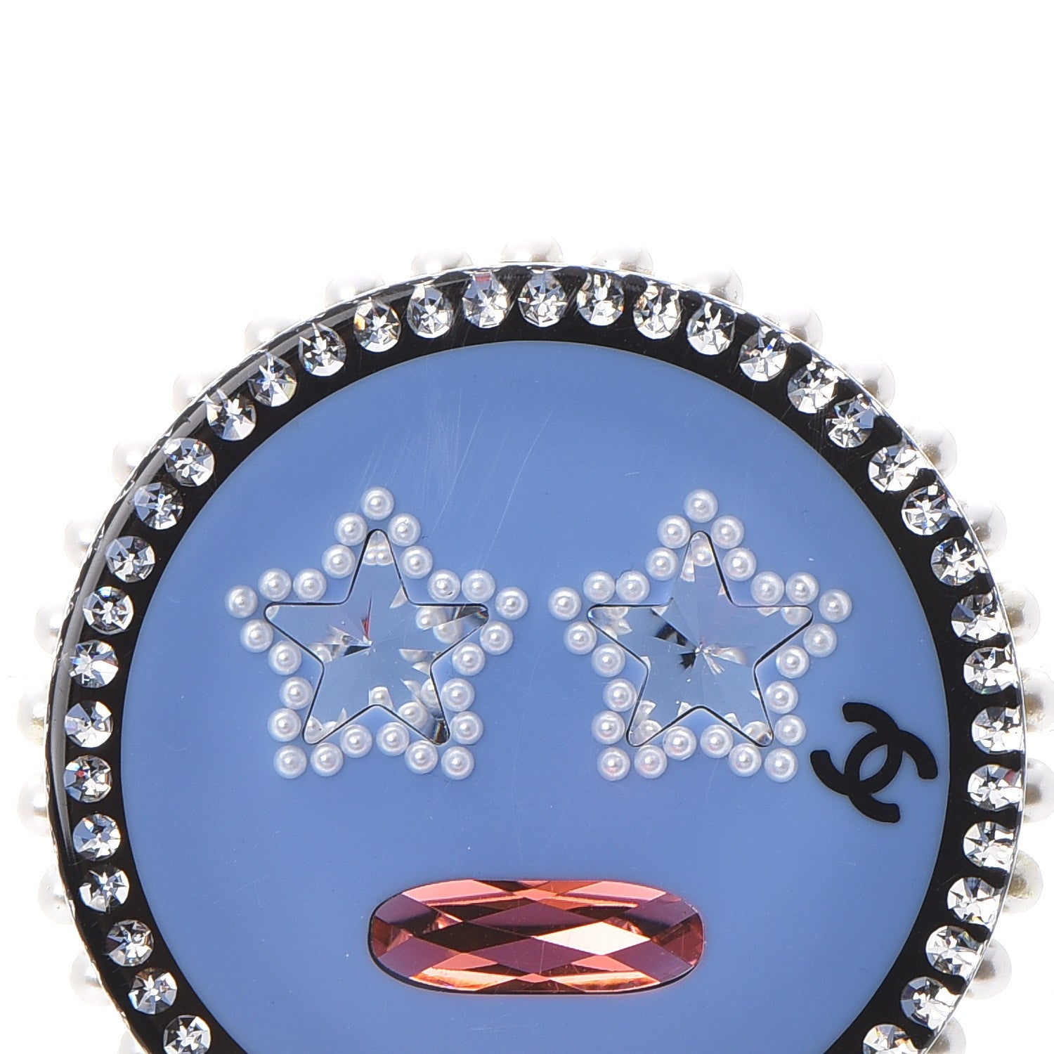 Chanel Metal Resin Pearl Emoji Brooch Purple Silver 4 of 6