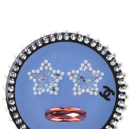 Chanel Metal Resin Pearl Emoji Brooch Purple Silver 4 of 6