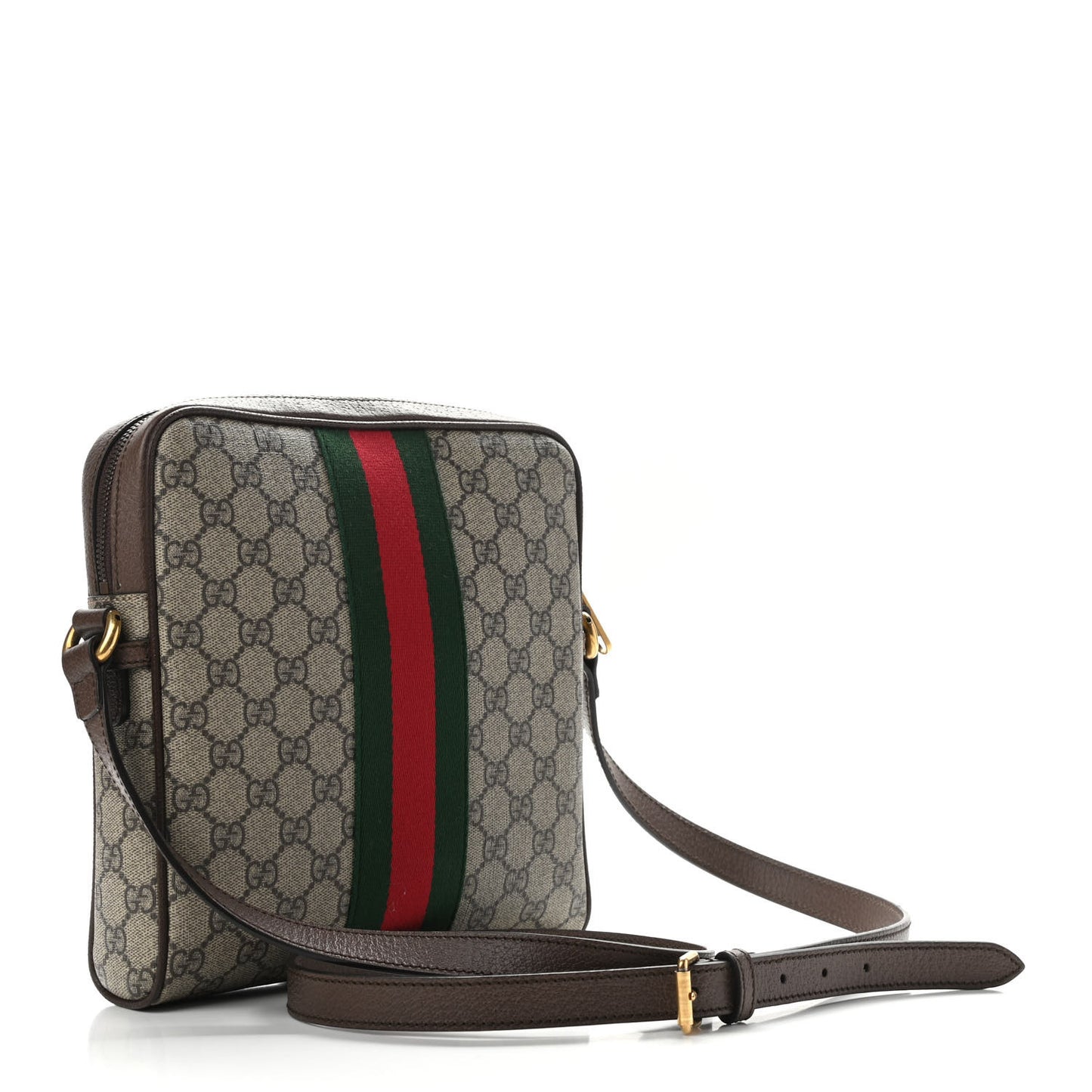 GG Supreme Monogram Web Small Ophidia Messenger Bag Brown
