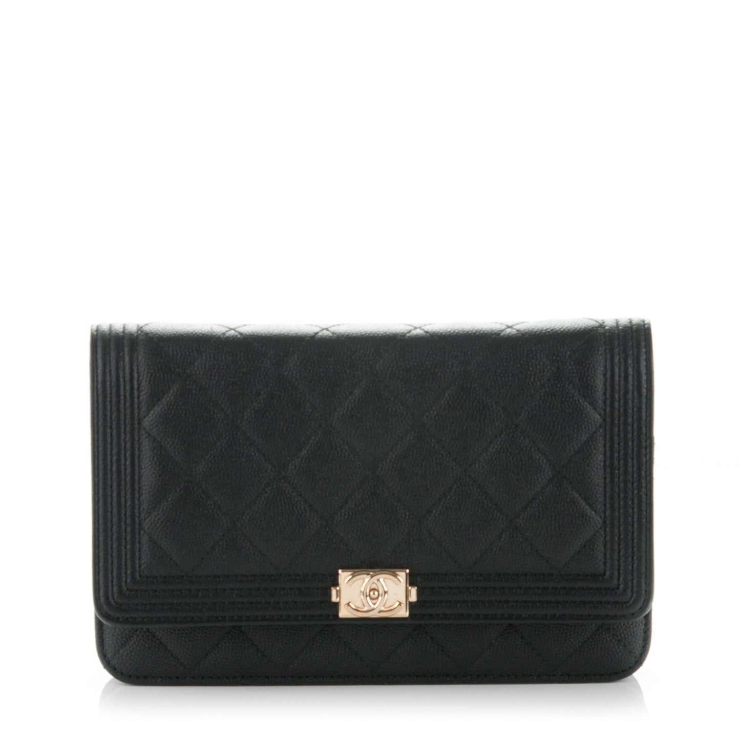 Caviar Quilted Boy Wallet On Chain WOC Black