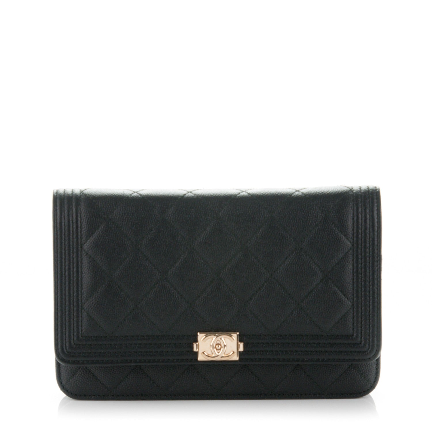 Chanel Caviar Quilted Boy Wallet On Chain WOC Black 1 of 8