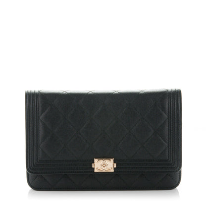 Chanel Caviar Quilted Boy Wallet On Chain WOC Black 1 of 8