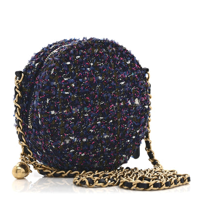 Chanel Tweed Quilted Round Clutch With Chain Multicolor 3 of 11