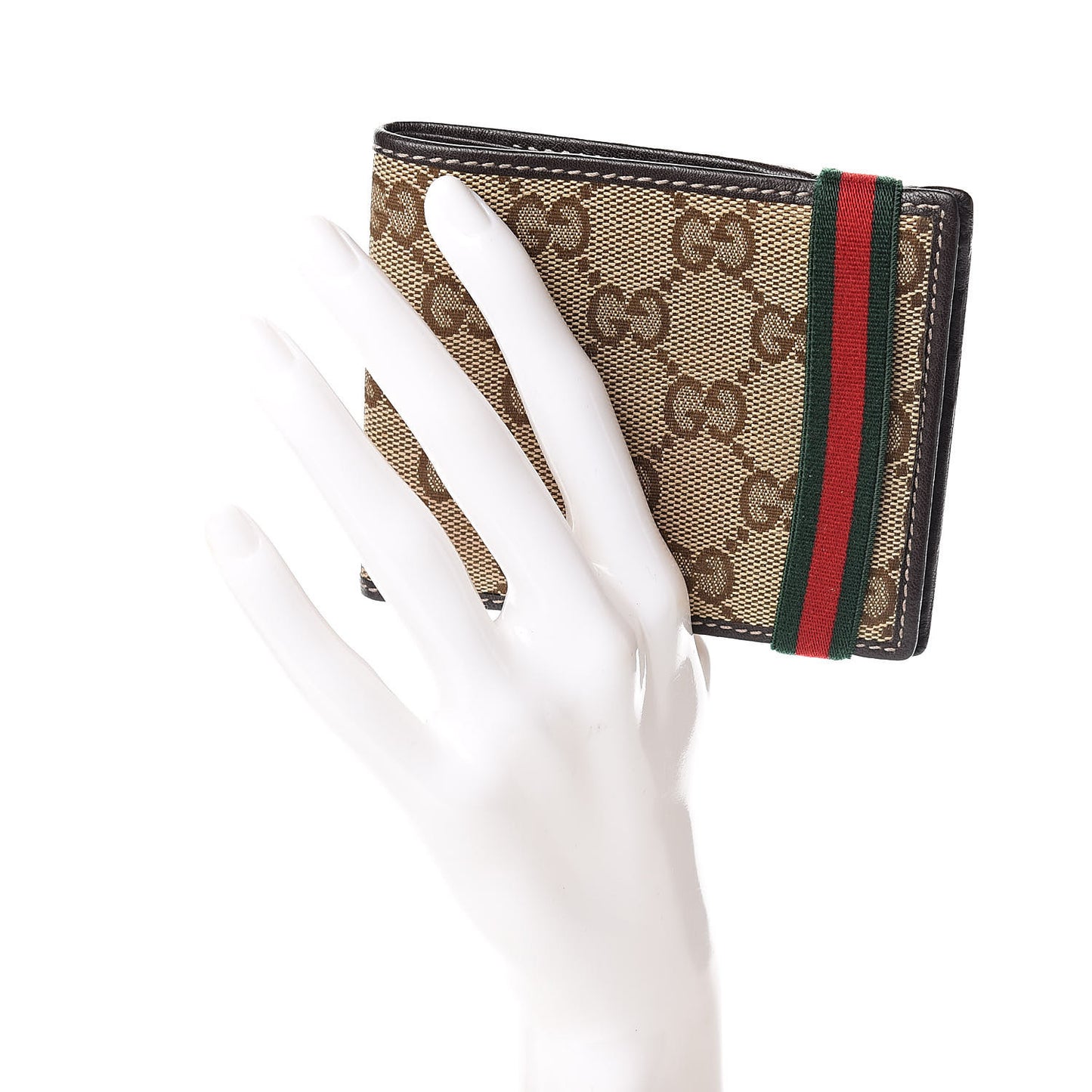 Monogram Web Band Bi-Fold Wallet Brown