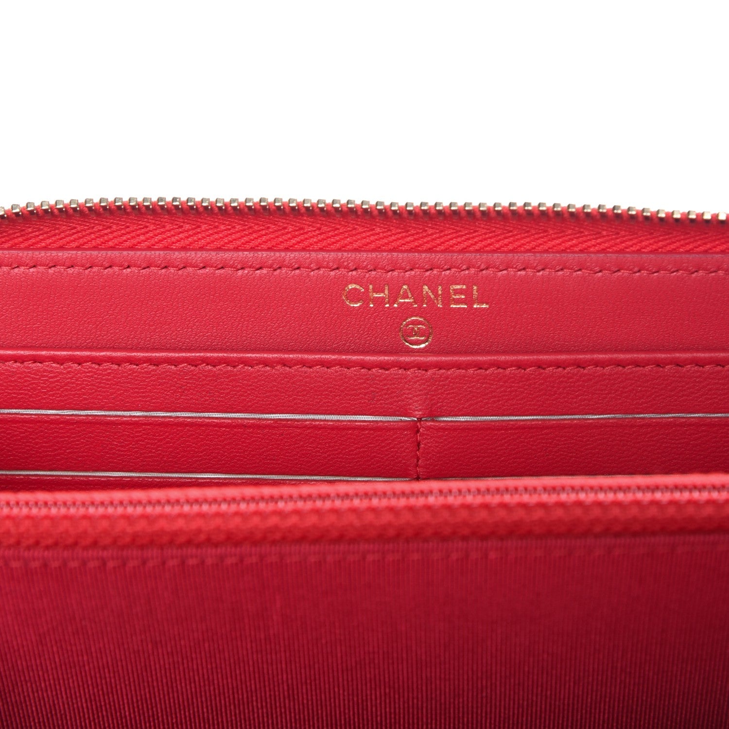 Chanel Lambskin Quilted Large Gusset Zip Around Wallet Rouge 6 of 9